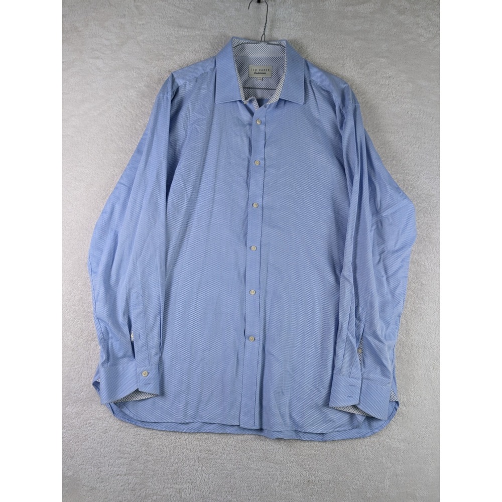 Ted Baker Endurance Mens 17.5 34/35 Dress Shirt Blue Diamond Geometric Pattern